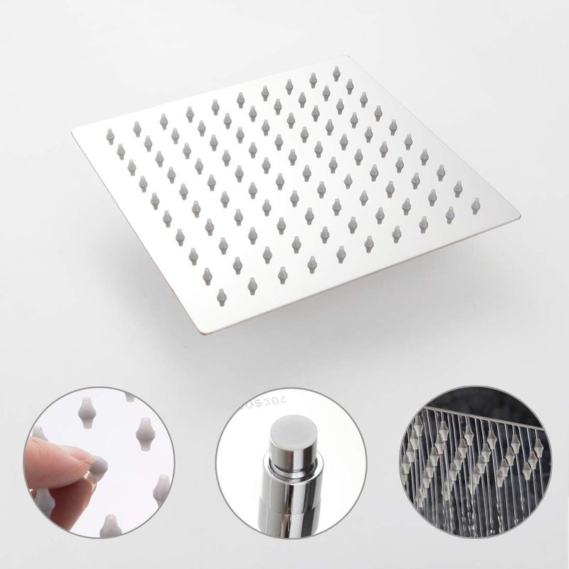 POP SANITARYWARE Single Function Shower Trim Kit with Rough-in Valve, Bathroom Rain Shower Set Bath Rainfall Shower Faucet System with Square Stainless Steel Metal Showerhead, Polished Chrome - Image 4